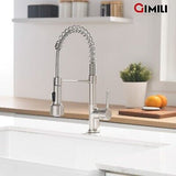 GIMILI Kitchen Faucet with Sprayer Modern Single Handle Pull Down Sprayer Bru...