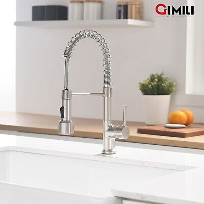 GIMILI Kitchen Faucet with Sprayer Modern Single Handle Pull Down Sprayer Bru...