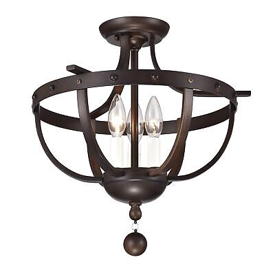 Warehouse of Tiffany CM021/3 Bopelo Brushed Dark Bronze 3-Light Semi-Flush Ce...