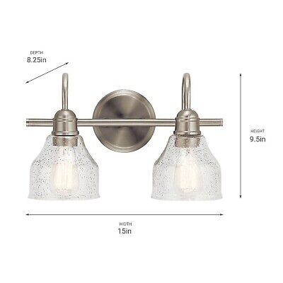 KICHLER Avery 15" Bathroom Vanity Industrial 2 Light Wall Fixture with Clear ...