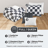 Intelligent Design Queen Comforter Set Chic Black & White Checkered Print Com...