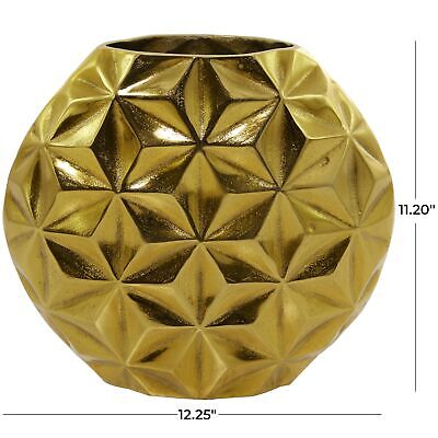 CosmoLiving by Cosmopolitan Aluminum Metal Geometric Decorative Vase Faceted ...