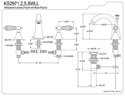 Kingston Brass KS2978WLL Widespread Lavatory Faucet With Crystal Lever Handle...