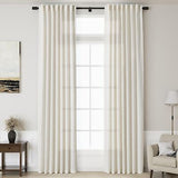 132 inch Curtains Extra Long 2 Panels Set Back Tab Neutral Farmhouse Drapes L...