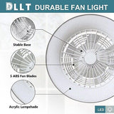 DLLT Low Profile Ceiling Fan with Light, 18.5'' LED Dimmable Ceiling Fans wit...