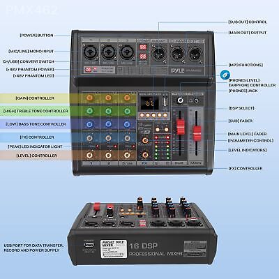 Pyle Professional Bluetooth DJ Audio Mixer - 3 - Channel DJ Controller Sound ...