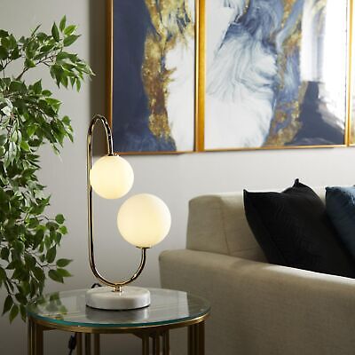 Deco 79 Metal Room Table Lamp Orb 2 Light Accent Lamp with Marble Base, Lamp ...