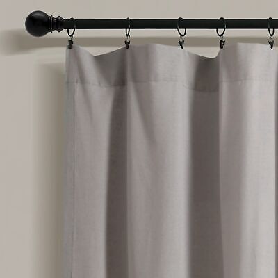 Lush Decor Linen Button Window Curtain Panel, Single, 100" W x 84" L, Gray & ...