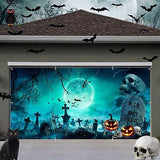 Halloween Garage Door Decorations 7x16ft Large Hanging Halloween Garage Door ...