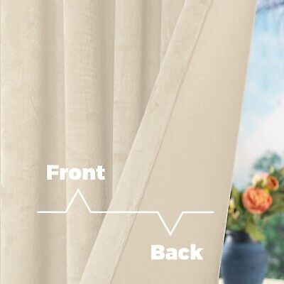 BGment Cream Beige Velvet Curtains 96 Inch for Bedroom, Thick Thermal Insulat...