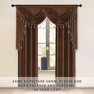 ELKCA Thick Chenille Window Curtains Valance for Living Room, Chocolate Valan...