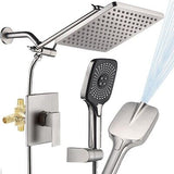 Shower Faucet Set Brushed Nickel Rough-in Anti-Scald Pressure Balanced Valve ...