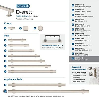 Amerock Corp BP37111G10 Everett 18 in (457 mm) Center-to-Center, Satin Nickel