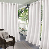 LORDTEX Linen Look Indoor/Outdoor Curtains, 52" W x 95" L, White Waterproof, ...