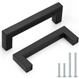 Probrico 50 Pack 3-3/4 Inch Hole Center Square Cabinet Handles Flat Black Kit...