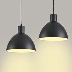 2 Pack Dome Pendant Light, Black Vintage Chandelier Farmhouse 12" Large Penda...