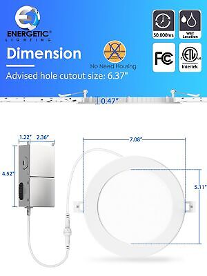 12 Pack 6 Inch 5CCT Ultra-Thin LED Recessed Ceiling Light with Junction Box, ...