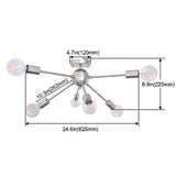 ALISADABOY Sputnik Chandelier Light Fixture 6-Light Brushed Nickel Ceiling La...