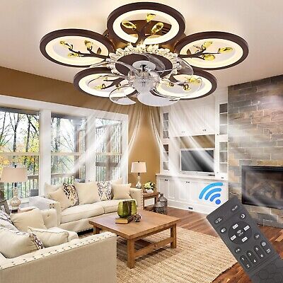 22.8 Inch Flower Ceiling Fan with Lights Remote Control, Silent 6 Speed 3 Col...