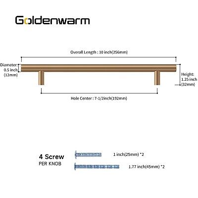 goldenwarm 35 Pack Champagne Bronze Cabinet Pulls Gold Cabinet Handles 7-1/2 ...