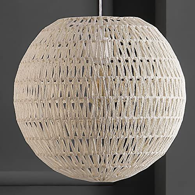 JONATHAN Y JYL6503B Luna 15.75" 1-Light Bohemian Modern Woven 15.75 in, Cream