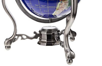 Unique Art 13-Inch Tall Table Top Blue Lapis Ocean Gemstone World Globe with ...