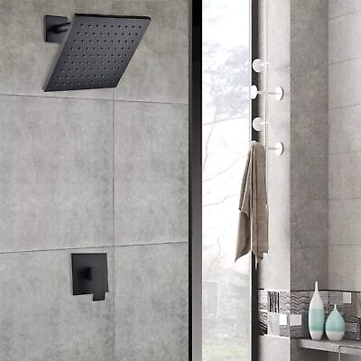 SOKA Matte Black Shower Faucet Set with 8 Inch Rainfall Shower Head Black Bat...