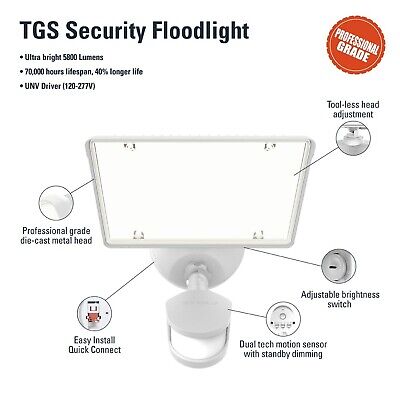 HALO TGS 27-Watt, White, Motion Activated, Outdoor Integrated LED Flood Light...