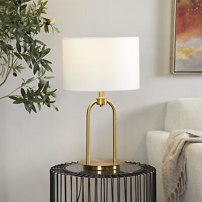 Deco 79 Metal Room Table Lamp Arched Accent Lamp with Drum Shade, Lamp 7" x 7...