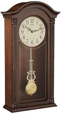 Seiko Gold Tone & Arched Wall Clock with Pendulum and Dual Chimes, 25 x 12.25...