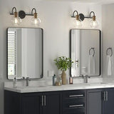 2 Light Bathroom Vanity Light, Black and Red Copper Bathroom Light Fixtures O...