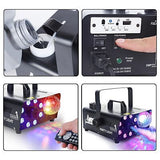 ATDAWN Fog Machine with 8 LED Lights and Disco Ball, Wireless Remote Control ...