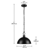 Globe Electric 67000100 1-Light Pendant Light, Weathered Black Finish, Hammer...