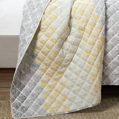 Lush Decor Medallion Ombre 3 Piece Quilt Set, Full/Queen, Yellow & Gray