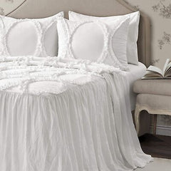 Lush Decor Lush D&#233;cor Riviera Ruffle Skirt Bedspread White Vintage Chic Far