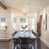 ALISADABOY Dining Room Chandelier Farmhouse Rustic White Wood Light Fixture A...