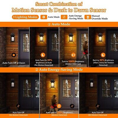 2 Packs Motion Sensor Outdoor Sconce - Advanced Dusk to Dawn Outdoor Lighting...