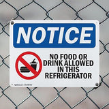 (2 Pack) No Food Or Drink In This Refrigerator OSHA Notice Sign 24 Inch X 18 ...