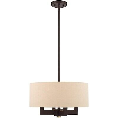 Livex Lighting 46164-07 4 Light Bronze Chandelier, Bronze W/Antique Brass Acc...