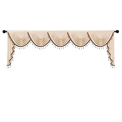 ELKCA Thick Chenille Window Curtains Valance for Living Room Beige Valance wi...