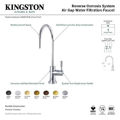 Kingston Brass KSAG8195DL Concord Water Filtration Faucet, Oil Rubbed Bronze