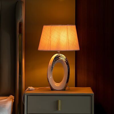 Designer Table Lamps, Decorative Ceramic Table Lamp 19 inch, with Silver and ...