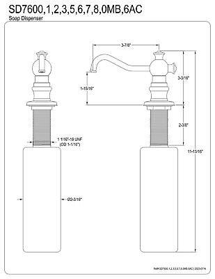 Kingston Brass SD7603 Curved Nozzle Metal Soap Dispenser, Antique Brass 11-13...