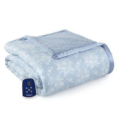 Thermee Micro Flannel Twin-Size Heated Electric Blanket with Sherpa, Machine ...