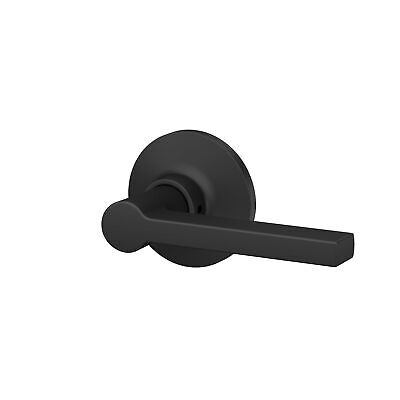 Straight Lever with Round Trim Hall and Closet Door Handle, Matte Black Finis...