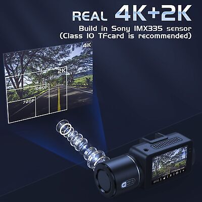 PB22 Dual Dash Camera, with Front 4K Camera, Rear 2K Ethernet Camera for Extr...