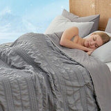 Cozy Bliss Seersucker Cooling Comforter Queen Size, Q-Max 0.4 Reversible Ligh...