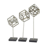 CosmoLiving by Cosmopolitan Marble Geometric Sculpture with Marble Base, Set ...