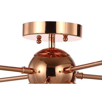 JONATHAN Y JYL7459A Copper 30.5" 8-Light Sputnik Metal LED Flush Mount, Glam,...