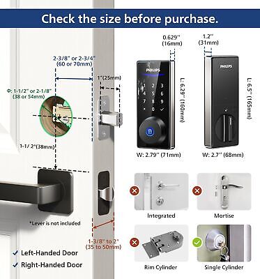 Philips Fingerprint Door Lock, Keyless Entry Door Lock, Electronic Door Lock,...